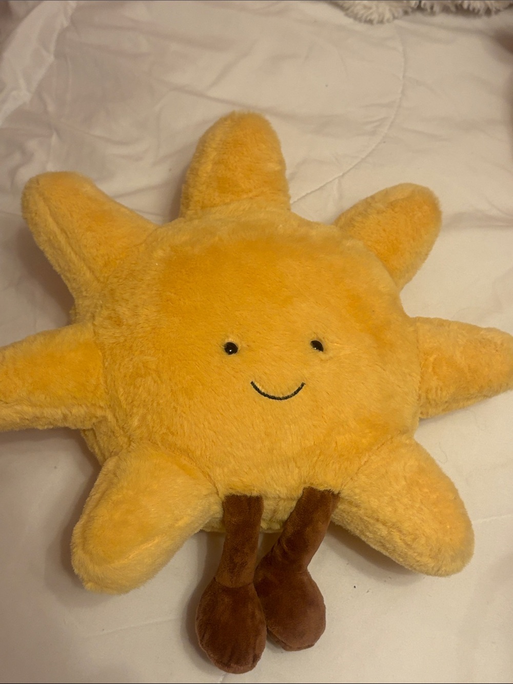 jellycat Plush Yellow Sun Pillow with Brown Legs